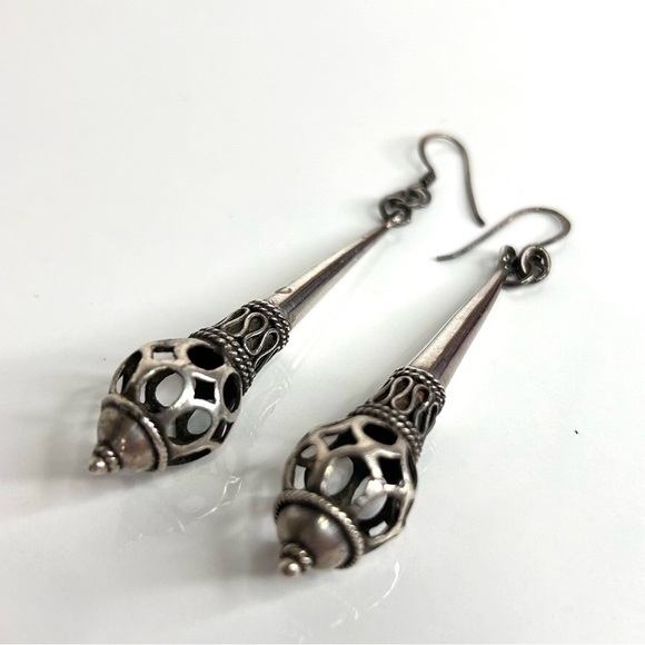 Sterling Silver Long Drop Earrings - Picture 6 of 7